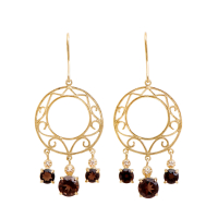 3.85 CTW Natural Smoky Quartz & Diamonds 18K Gold Plated Designer Earrings | Estimated Retail Value: $1,219 (AMG) at PristineAuction.com