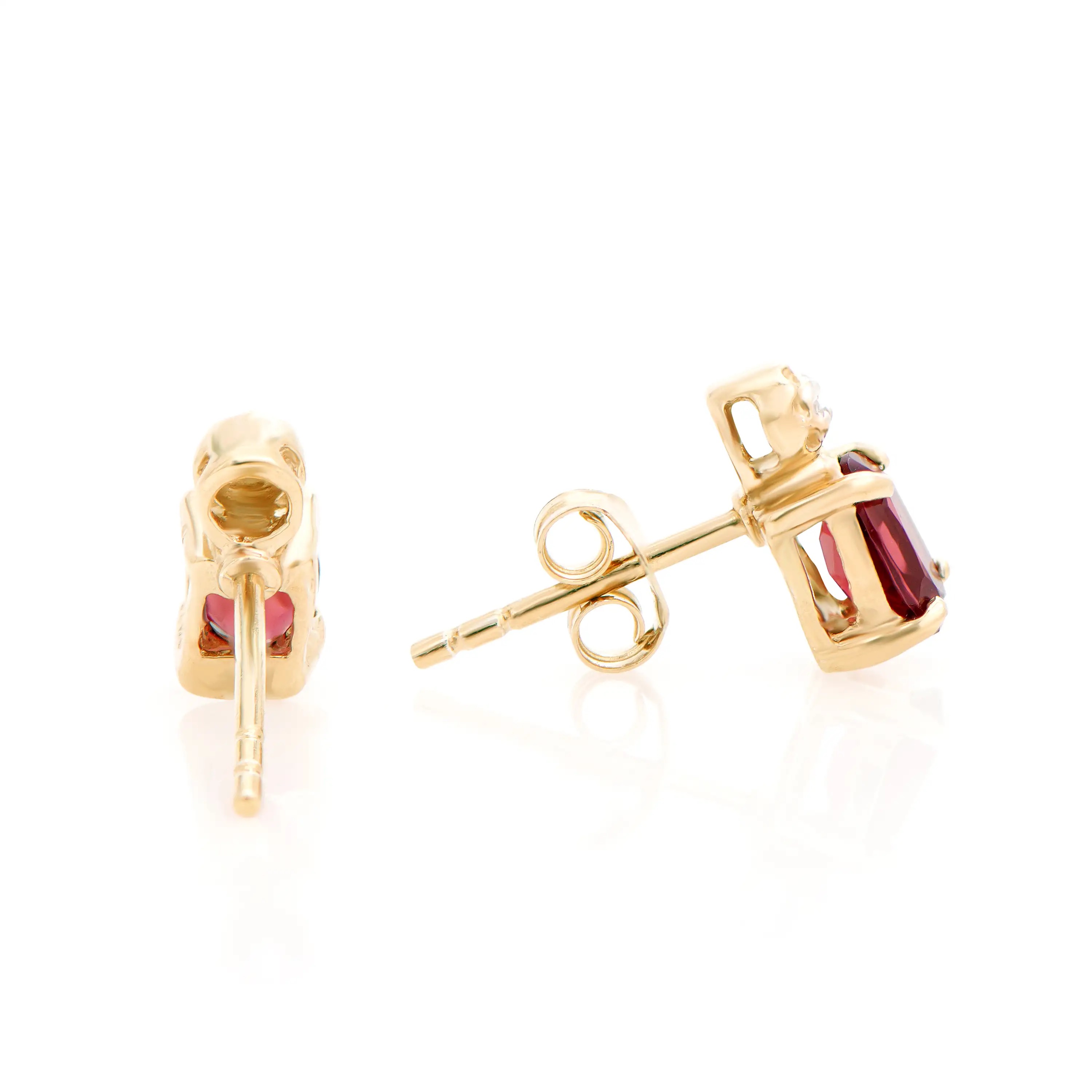0.97 CTW Natural Garnet & Diamonds 18K Gold Plated Designer Earrings | Estimated Retail Value: $1,189 (AMG) at PristineAuction.com 0.97 CTW Natural Garnet & Diamonds 18K Gold Plated Designer Earrings | Estimated Retail Value: $1,189 (AMG) at PristineAuction.com