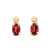 0.97 CTW Natural Garnet & Diamonds 18K Gold Plated Designer Earrings | Estimated Retail Value: $1,189 (AMG) at PristineAuction.com