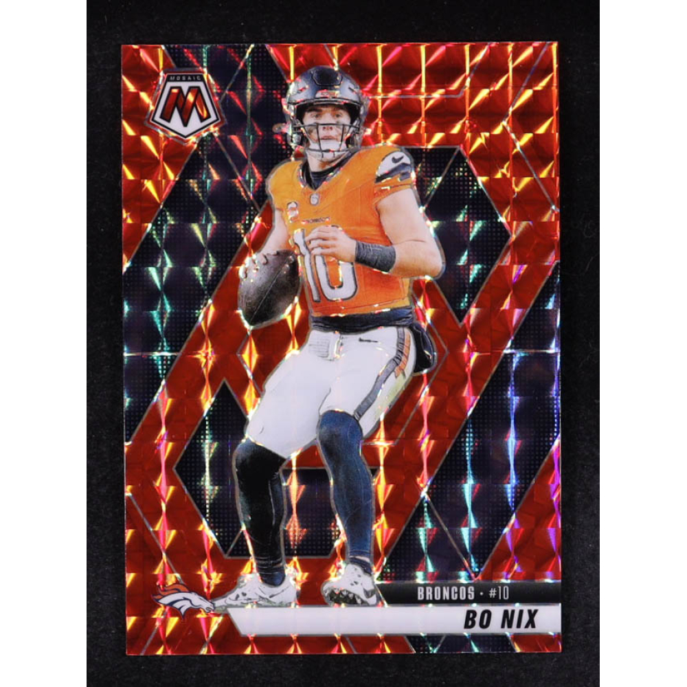 Bo Nix 2025 Panini Mosaic Mosaic Red #173 at PristineAuction.com