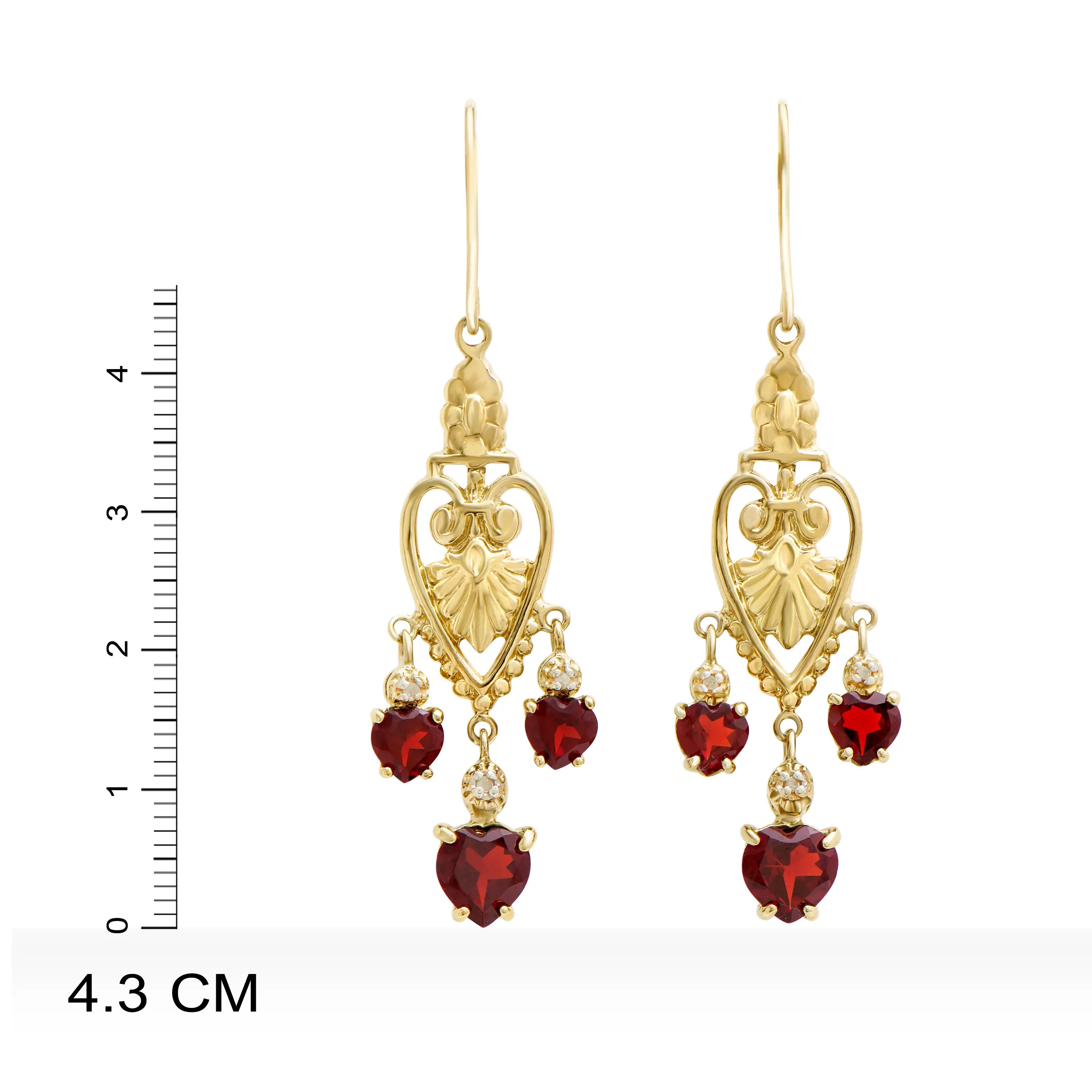 3.91 CTW Natural Garnet & Diamonds 18K Gold Plated Designer Earrings | Estimated Retail Value: $1,189 (AMG) at PristineAuction.com 3.91 CTW Natural Garnet & Diamonds 18K Gold Plated Designer Earrings | Estimated Retail Value: $1,189 (AMG) at PristineAuction.com