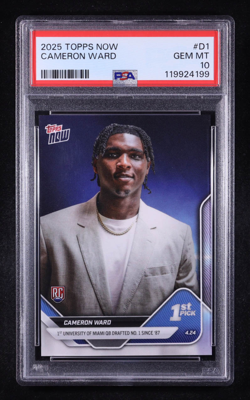 Cam Ward 2025 Topps Now #D-1 RC (PSA 10) at PristineAuction.com Cam Ward 2025 Topps Now #D-1 RC (PSA 10) at PristineAuction.com