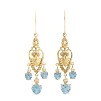 5.14 CTW Natural Blue Topaz & Diamonds 18K Gold Plated Designer Earrings | Estimated Retail Value: $1,189 (AMG) at PristineAuction.com