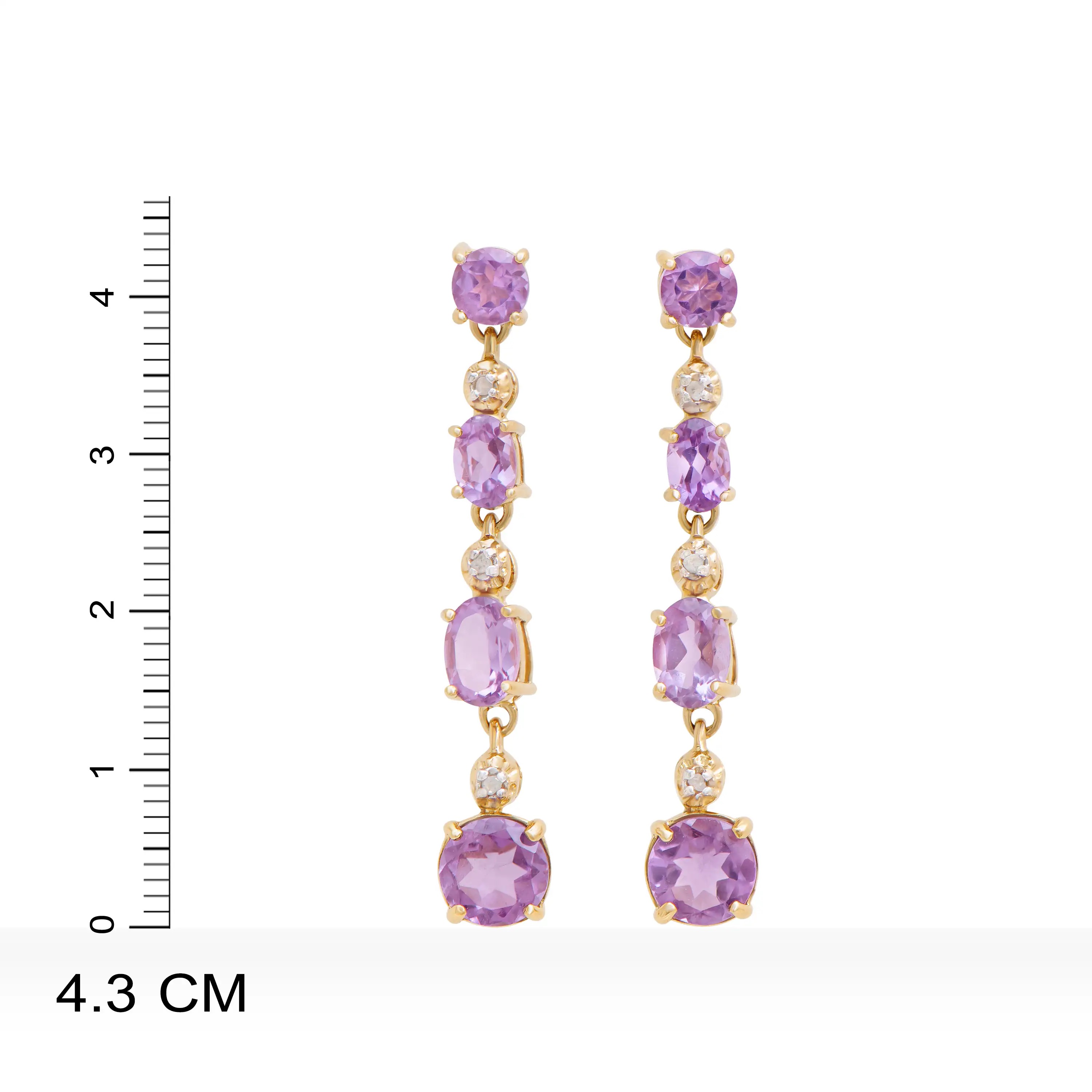 5.46 CTW Natural Amethyst & Diamonds 18K Gold Plated Designer Earrings | Estimated Retail Value: $1,209 (AMG) at PristineAuction.com 5.46 CTW Natural Amethyst & Diamonds 18K Gold Plated Designer Earrings | Estimated Retail Value: $1,209 (AMG) at PristineAuction.com