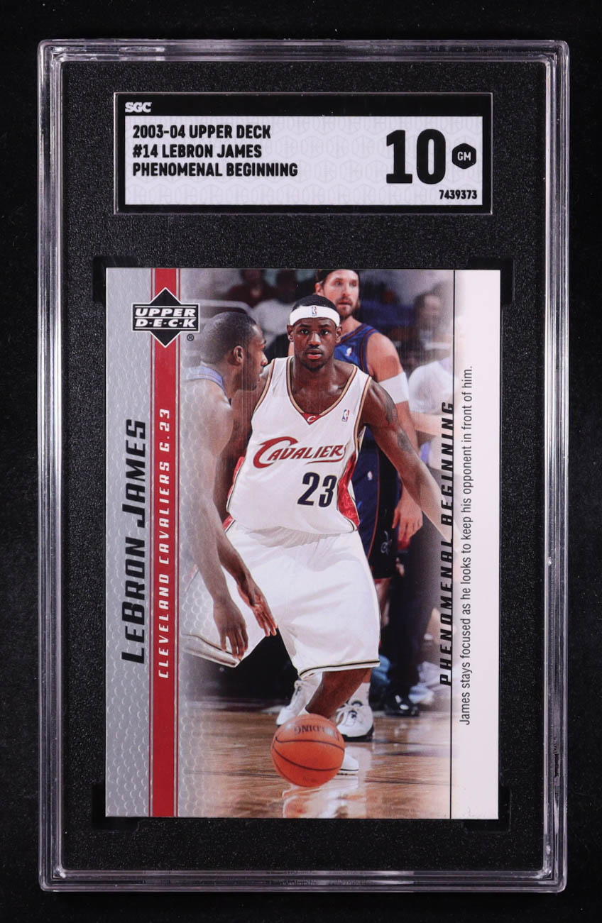LeBron James 2003-04 Upper Deck Phenomenal Beginning LeBron James #14 RC (SGC 10) at PristineAuction.com LeBron James 2003-04 Upper Deck Phenomenal Beginning LeBron James #14 RC (SGC 10) at PristineAuction.com