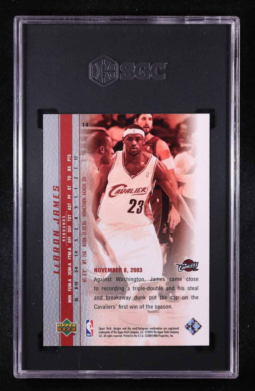 LeBron James 2003-04 Upper Deck Phenomenal Beginning LeBron James #14 RC (SGC 10) at PristineAuction.com LeBron James 2003-04 Upper Deck Phenomenal Beginning LeBron James #14 RC (SGC 10) at PristineAuction.com