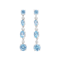 7.16 CTW Natural Blue Topaz & Diamonds Rhodium Plated Designer Earrings | Estimated Retail Value: $1,209 (AMG) at PristineAuction.com