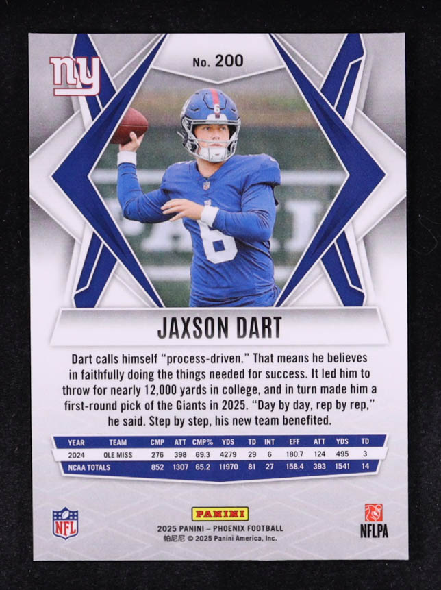 Jaxson Dart 2025 Panini Phoenix Silver #200 RC at PristineAuction.com Jaxson Dart 2025 Panini Phoenix Silver #200 RC at PristineAuction.com