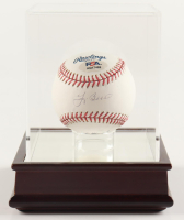 Yogi Berra Signed OML John Hancock Logo Baseball with Display Case (PSA) at PristineAuction.com