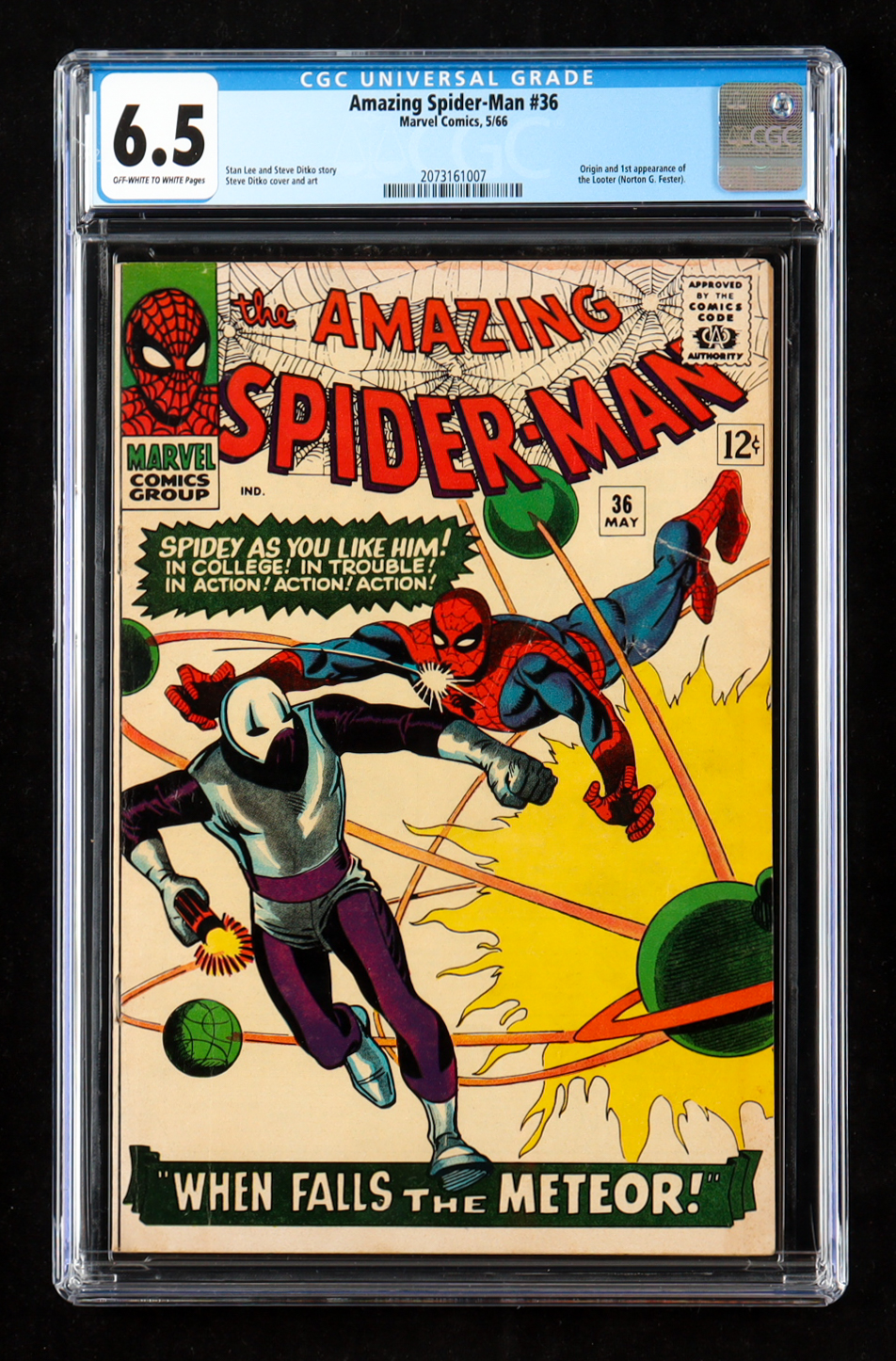 1966 "The Amazing Spider-Man" #36 Marvel Comic Book (CGC 6.5) at PristineAuction.com 1966 "The Amazing Spider-Man" #36 Marvel Comic Book (CGC 6.5) at PristineAuction.com