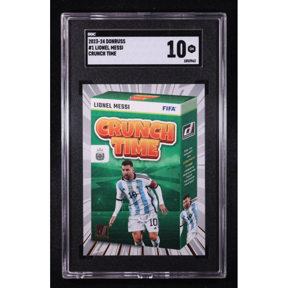 Lionel Messi 2023-24 Donruss Crunch Time #1 (SGC 10) at PristineAuction.com