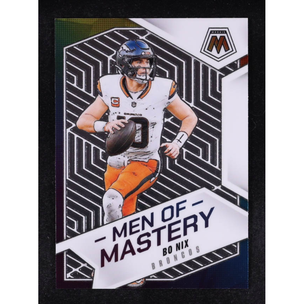 Bo Nix 2025 Panini Mosaic Men of Mastery #7 at PristineAuction.com