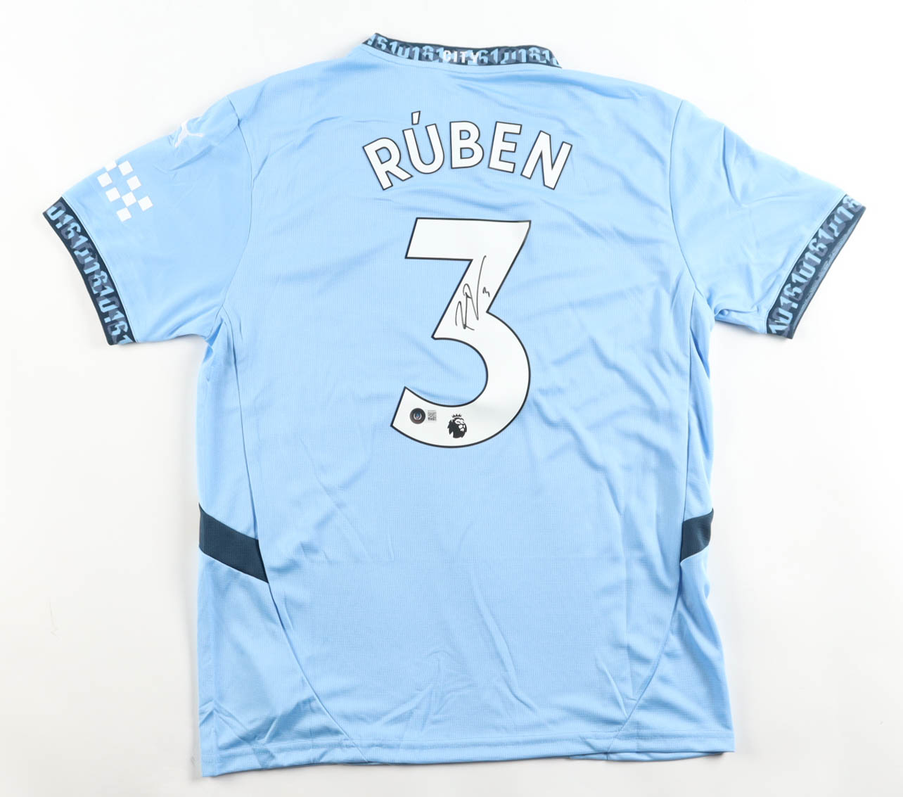 Ruben Dias Signed Manchester City F.C. Puma Authentic Jersey (Beckett) at PristineAuction.com Ruben Dias Signed Manchester City F.C. Puma Authentic Jersey (Beckett) at PristineAuction.com