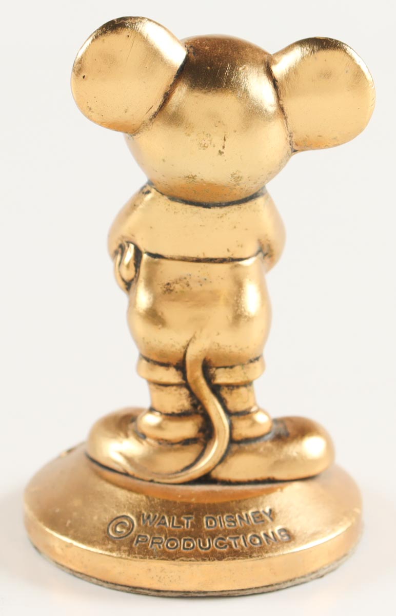 Vintage Mickey Mouse Brass Figurine Paperweight Souvenir with Display Case at PristineAuction.com Vintage Mickey Mouse Brass Figurine Paperweight Souvenir with Display Case at PristineAuction.com