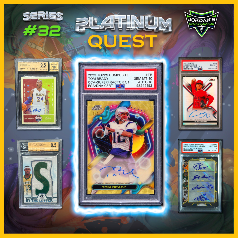 Platinum Quest Series 32 Sports Card Pack Mystery Box Presented by Jordan's Sports Cards - (1) Graded PSA or BGS Card Per Pack (Limited to 600 Packs!) at PristineAuction.com