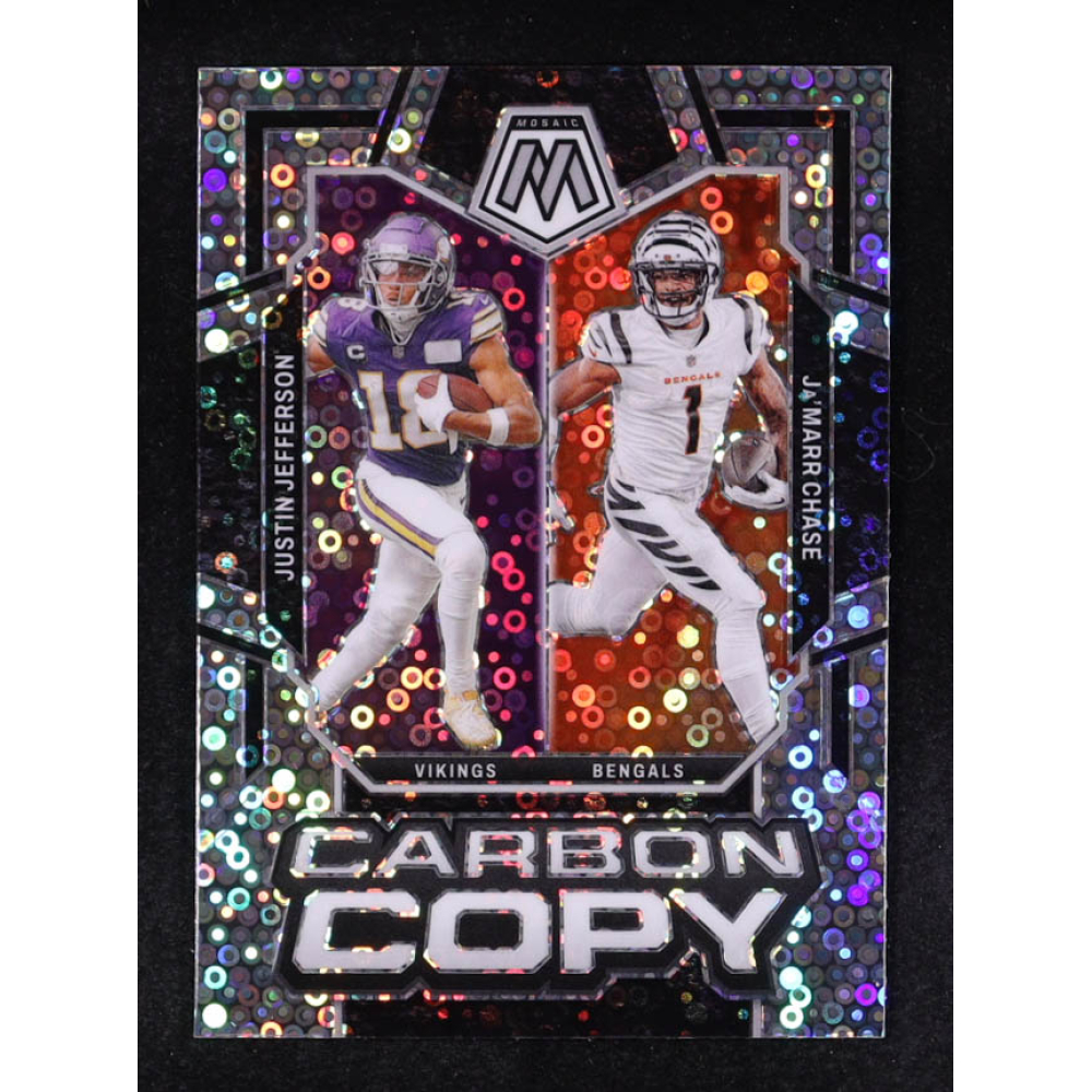 Ja'Marr Chase / Justin Jefferson 2024 Panini Mosaic Carbon Copy No Huddle Silver #5 at PristineAuction.com