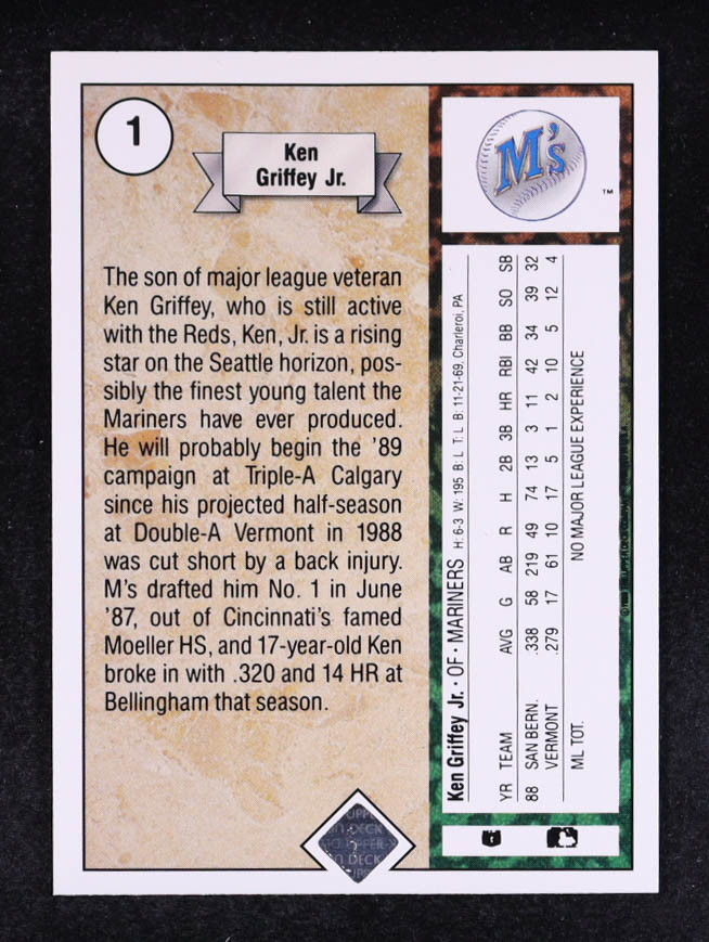 Ken Griffey Jr. 1989 Upper Deck #1 RC at PristineAuction.com Ken Griffey Jr. 1989 Upper Deck #1 RC at PristineAuction.com