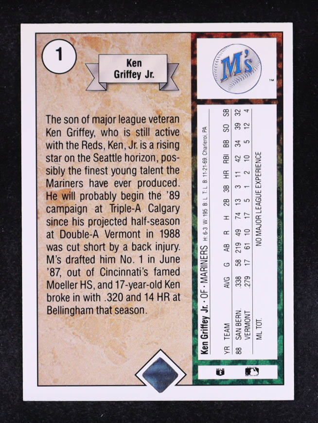 Ken Griffey Jr. 1989 Upper Deck #1 RC at PristineAuction.com Ken Griffey Jr. 1989 Upper Deck #1 RC at PristineAuction.com