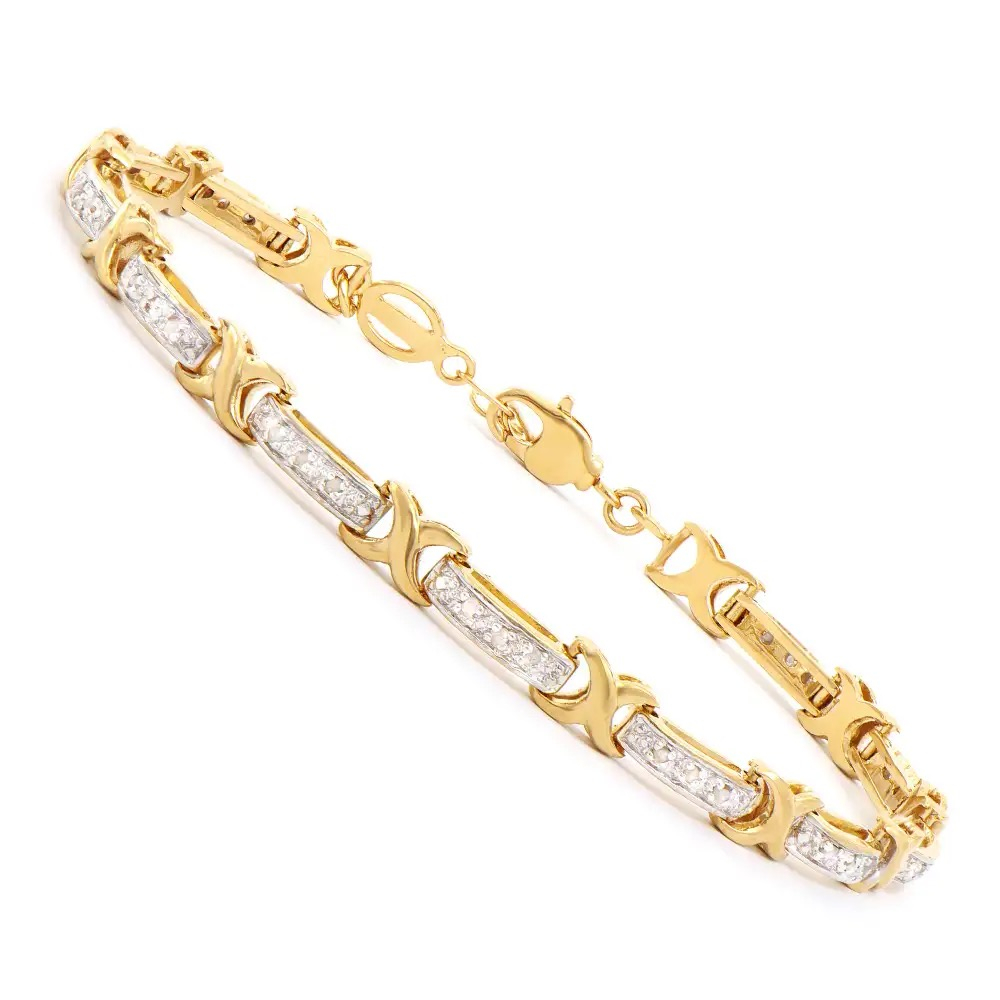 0.34 CTW Natural Diamonds 18K Gold Plated Designer Bracelet Size 8.2" | Estimated Retail Value: $2,099 (AMG) at PristineAuction.com