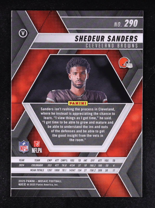 Shedeur Sanders 2025 Panini Mosaic Silver #290 VAR RC at PristineAuction.com Shedeur Sanders 2025 Panini Mosaic Silver #290 VAR RC at PristineAuction.com