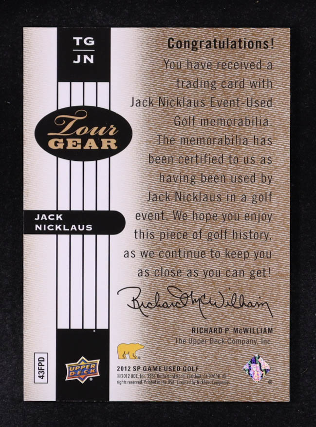 Jack Nicklaus 2012 SP Game Used Tour Gear Gold #TGJN #25/35 at PristineAuction.com Jack Nicklaus 2012 SP Game Used Tour Gear Gold #TGJN #25/35 at PristineAuction.com