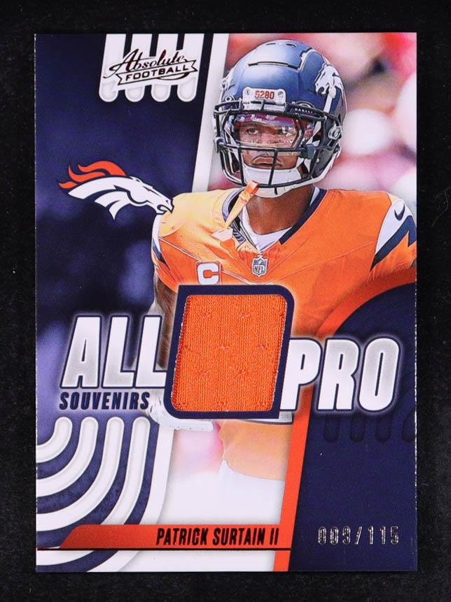 Patrick Surtain II 2025 Absolute All Pro Souvenirs #6 #009/115 at PristineAuction.com Patrick Surtain II 2025 Absolute All Pro Souvenirs #6 #009/115 at PristineAuction.com