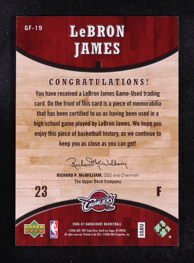 LeBron James 2006-07 Upper Deck Hardcourt Game Floor #19 at PristineAuction.com LeBron James 2006-07 Upper Deck Hardcourt Game Floor #19 at PristineAuction.com