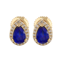 0.98 CTW Natural Diamond And Gemstone Earrings Mounted In Yellow Gold H-I, I1-I2 | Estimated Retail Value: $5,855 (IGI) at PristineAuction.com