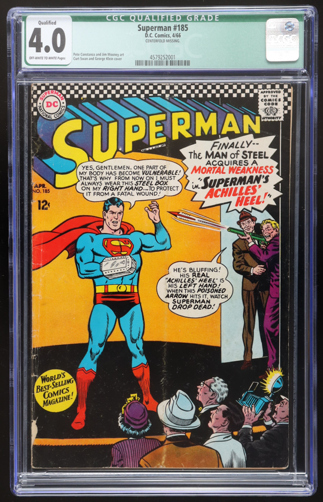 1966 "Superman" #185 DC Comic Book (CGC 4.0) at PristineAuction.com 1966 "Superman" #185 DC Comic Book (CGC 4.0) at PristineAuction.com