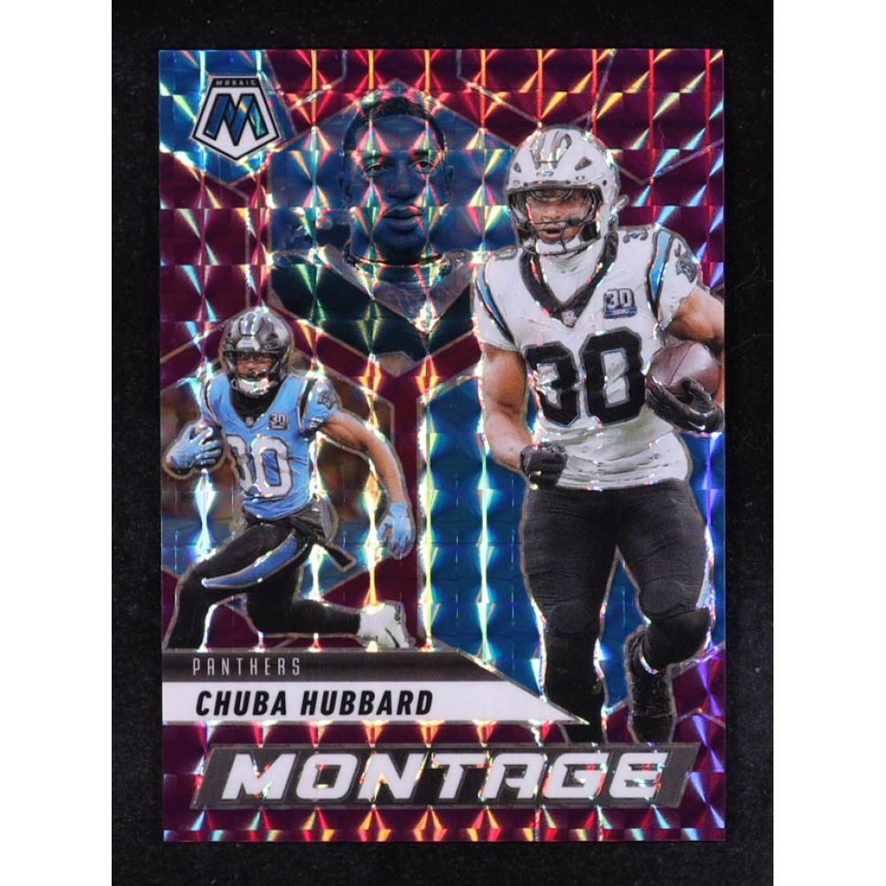 Chuba Hubbard 2025 Panini Mosaic Montage Mosaic Purple #16 #39/49 at PristineAuction.com