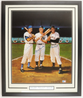 Mickey Mantle, Willie Mays & Duke Snider Signed Custom Framed Photo Display (JSA) at PristineAuction.com