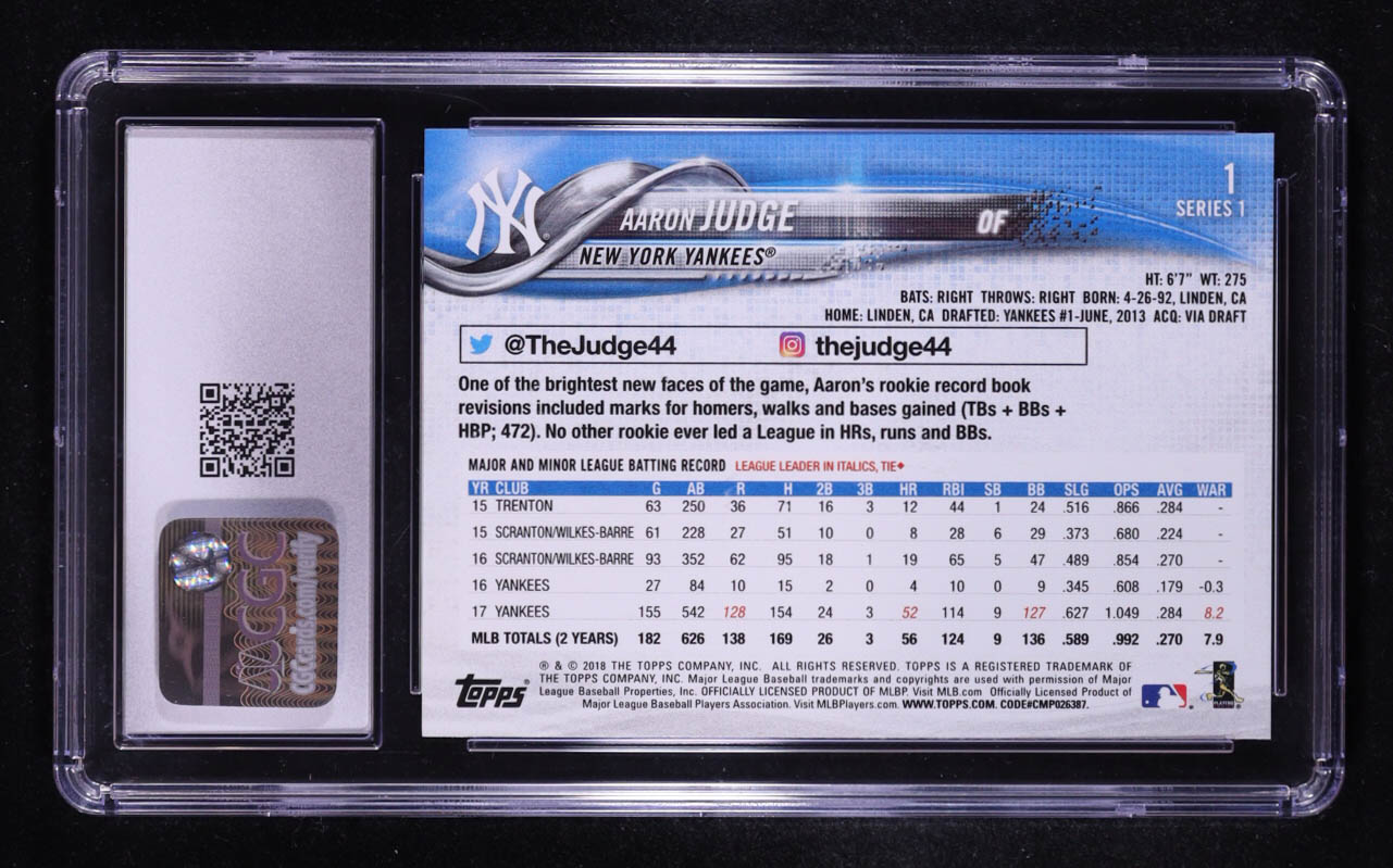 Aaron Judge 2018 Topps #1 (CGC 9) at PristineAuction.com Aaron Judge 2018 Topps #1 (CGC 9) at PristineAuction.com