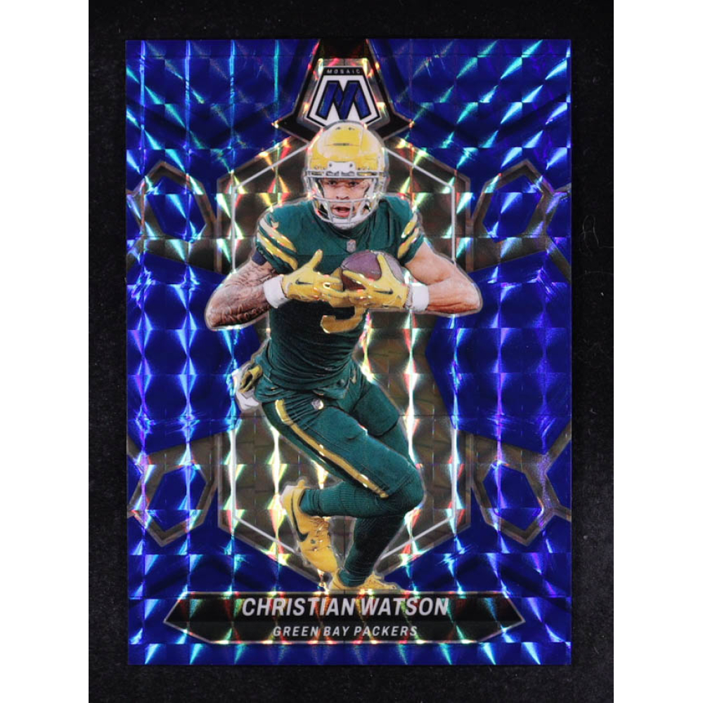 Christian Watson 2024 Panini Mosaic Mosaic Blue #80 #25/99 at PristineAuction.com