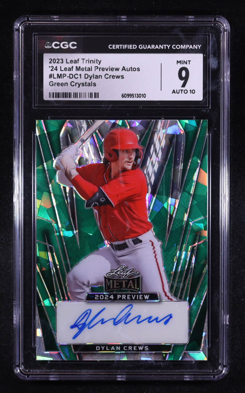 Dylan Crews 2023 Leaf Trinity Metal '24 Preview Green Crystals Autographs #LMPDC1 #1/3 RC (CGC 9 | Auto Grade CGC 10) at PristineAuction.com Dylan Crews 2023 Leaf Trinity Metal '24 Preview Green Crystals Autographs #LMPDC1 #1/3 RC (CGC 9 | Auto Grade CGC 10) at PristineAuction.com