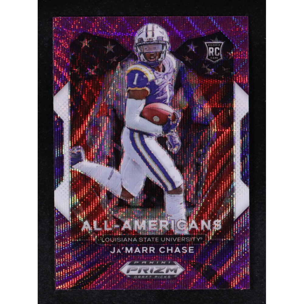 Ja'Marr Chase 2021 Panini Prizm Draft Picks Prizms Purple Wave #185 AA RC at PristineAuction.com