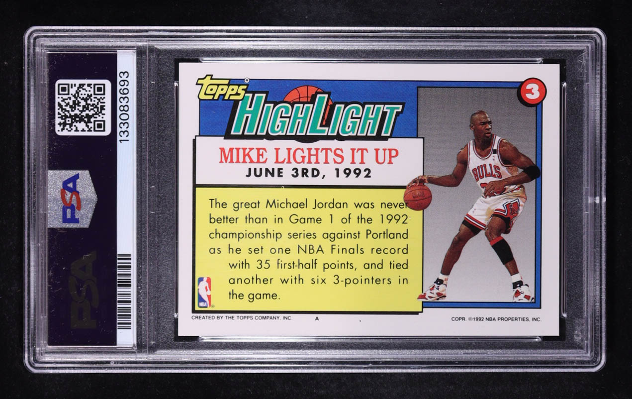 Michael Jordan 1992-93 Topps #3 HL (PSA 9) at PristineAuction.com Michael Jordan 1992-93 Topps #3 HL (PSA 9) at PristineAuction.com
