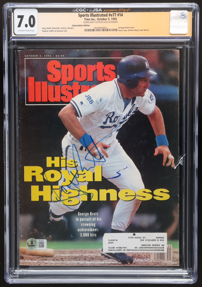 George Brett Signed 1992 Sports Illustrated Magazine (Beckett & CGC/JSA 7.0) at PristineAuction.com George Brett Signed 1992 Sports Illustrated Magazine (Beckett & CGC/JSA 7.0) at PristineAuction.com