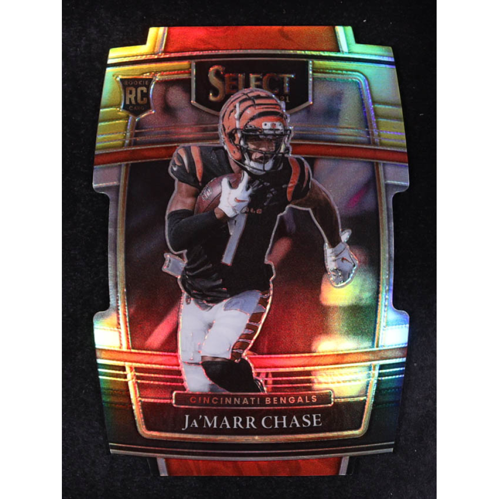 Ja'Marr Chase 2021 Select Prizm Black and Gold Die Cut #47 RC at PristineAuction.com