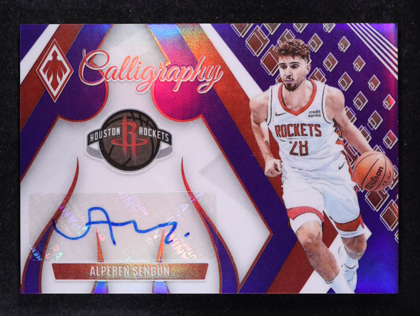 Alperen Sengun 2023-24 Panini Phoenix Calligraphy Purple #9 #45/49 at PristineAuction.com Alperen Sengun 2023-24 Panini Phoenix Calligraphy Purple #9 #45/49 at PristineAuction.com