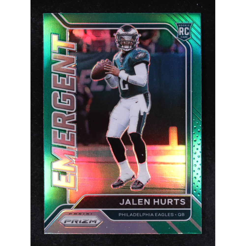 Jalen Hurts 2020 Panini Prizm Emergent Prizms Green #12 RC at PristineAuction.com