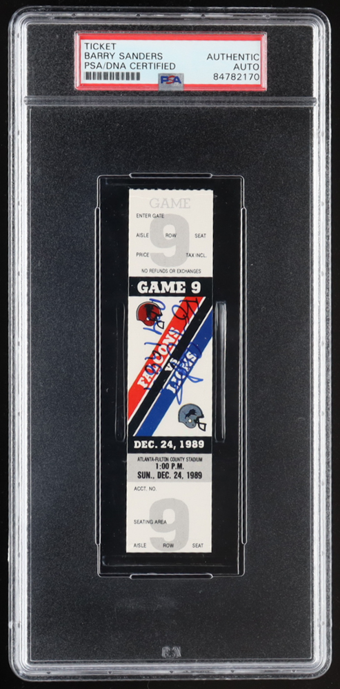 Barry Sanders Signed 1989 Lions vs. Falcons Game Ticket Inscribed "ROY 1989" (PSA) at PristineAuction.com Barry Sanders Signed 1989 Lions vs. Falcons Game Ticket Inscribed "ROY 1989" (PSA) at PristineAuction.com
