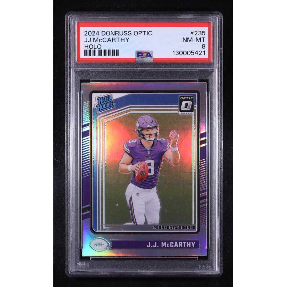 JJ McCarthy 2024 Donruss Optic Holo #235 RR RC (PSA 8) at PristineAuction.com