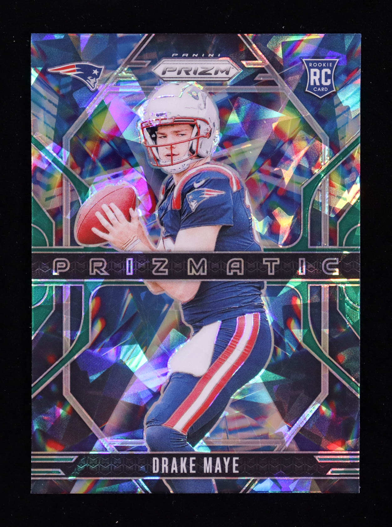 Drake Maye 2024 Panini Prizm Prizmatic Prizms Green Ice #2 RC at PristineAuction.com Drake Maye 2024 Panini Prizm Prizmatic Prizms Green Ice #2 RC at PristineAuction.com