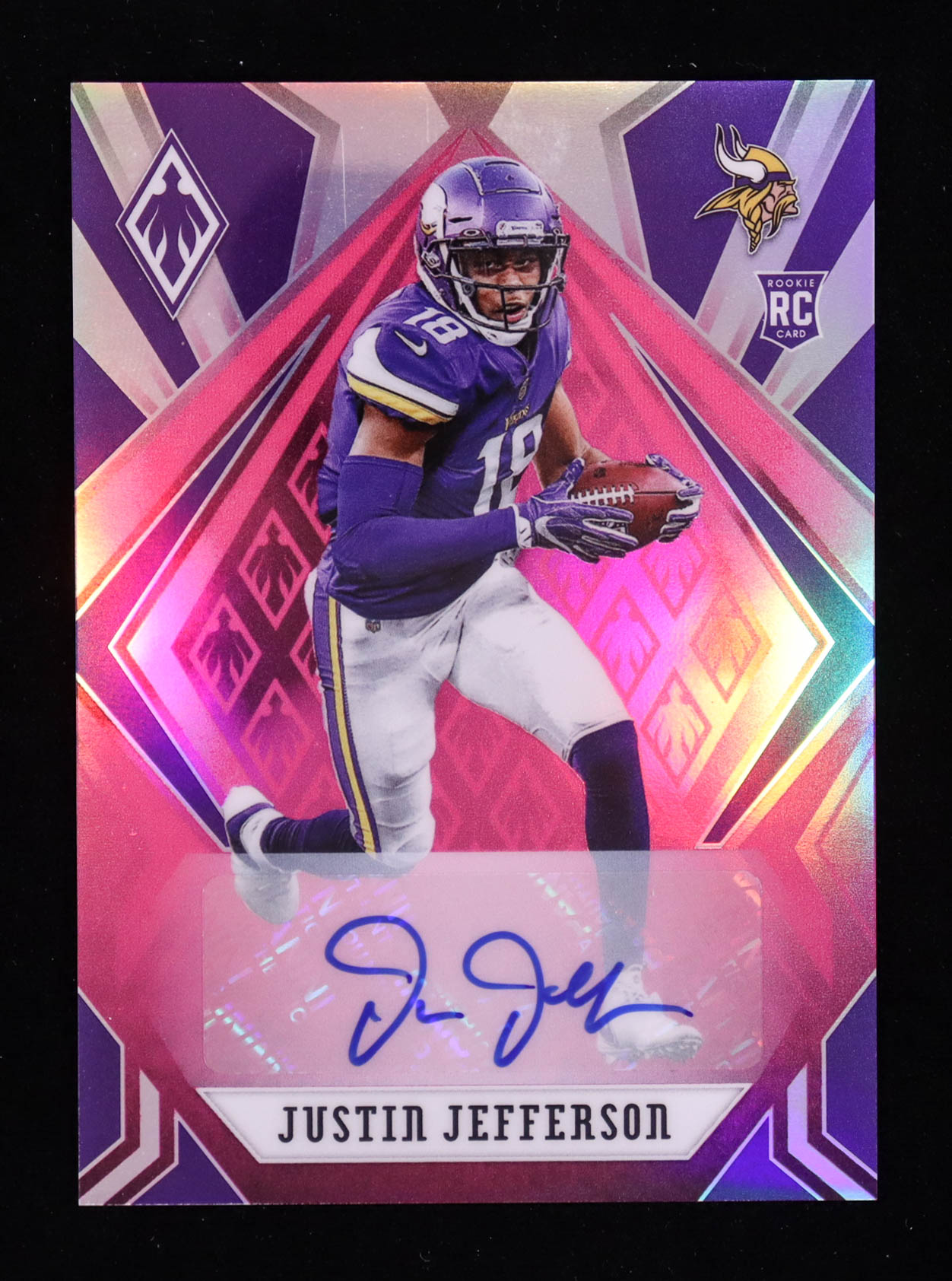Justin Jefferson 2020 Panini Phoenix Rookie Autographs Pink #111 RC #10/35 at PristineAuction.com Justin Jefferson 2020 Panini Phoenix Rookie Autographs Pink #111 RC #10/35 at PristineAuction.com