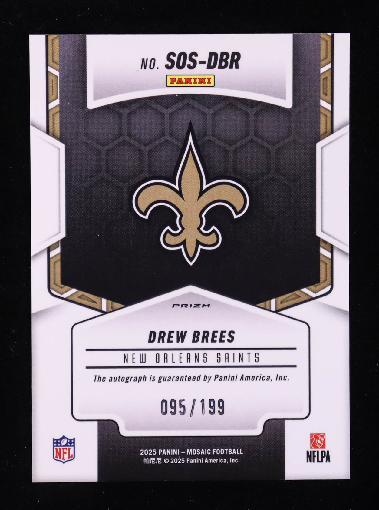 Drew Brees 2025 Panini Mosaic Showtime Signatures Red #13 #095/199 at PristineAuction.com Drew Brees 2025 Panini Mosaic Showtime Signatures Red #13 #095/199 at PristineAuction.com