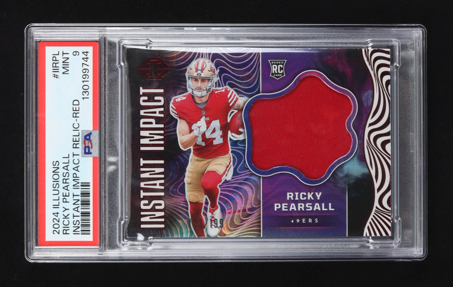 Ricky Pearsall 2024 Panini Illusions Instant Impact Relic Red #IIRPL RC #133/199 (PSA 9) at PristineAuction.com Ricky Pearsall 2024 Panini Illusions Instant Impact Relic Red #IIRPL RC #133/199 (PSA 9) at PristineAuction.com