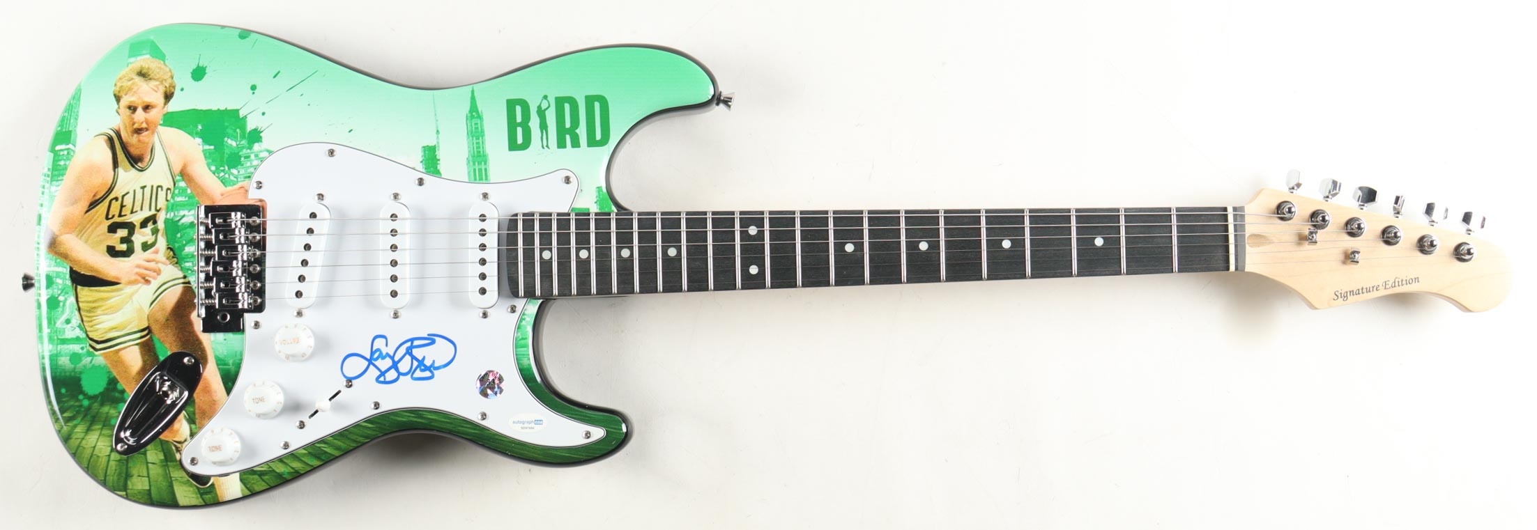 Larry Bird Signed Celtics Custom Electric Guitar (ACOA) at PristineAuction.com Larry Bird Signed Celtics Custom Electric Guitar (ACOA) at PristineAuction.com