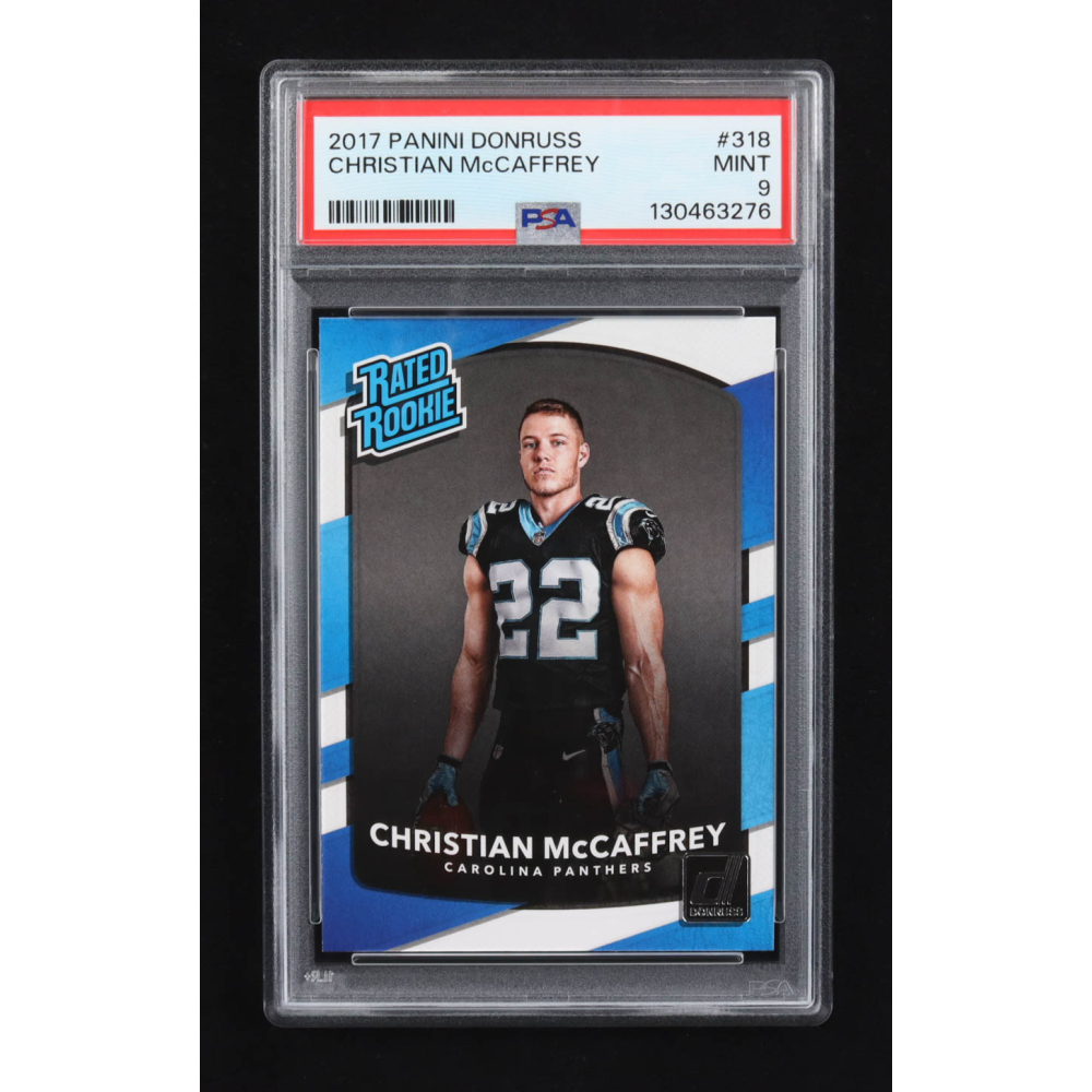 Christian McCaffrey 2017 Panini Donruss RR #318 RC (PSA 9) at PristineAuction.com