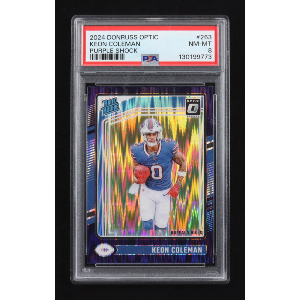 Keon Coleman 2024 Panini Donruss Optic Purple Shock RR #263 RC (PSA 8) at PristineAuction.com