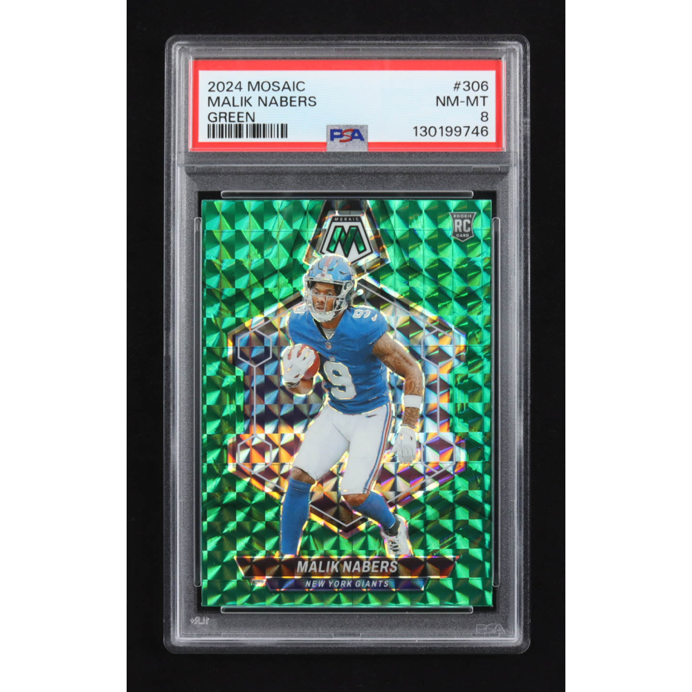 Malik Nabers 2024 Panini Mosaic Green #306 RC (PSA 8) at PristineAuction.com
